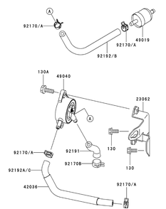 Kawasaki Fh680v-Ds29 Fuel Tank And Fuel Valve Diagram and Parts List for M48-KW (53AI8CT2050-23HP)(2010) Cub Cadet Lawn Tractor